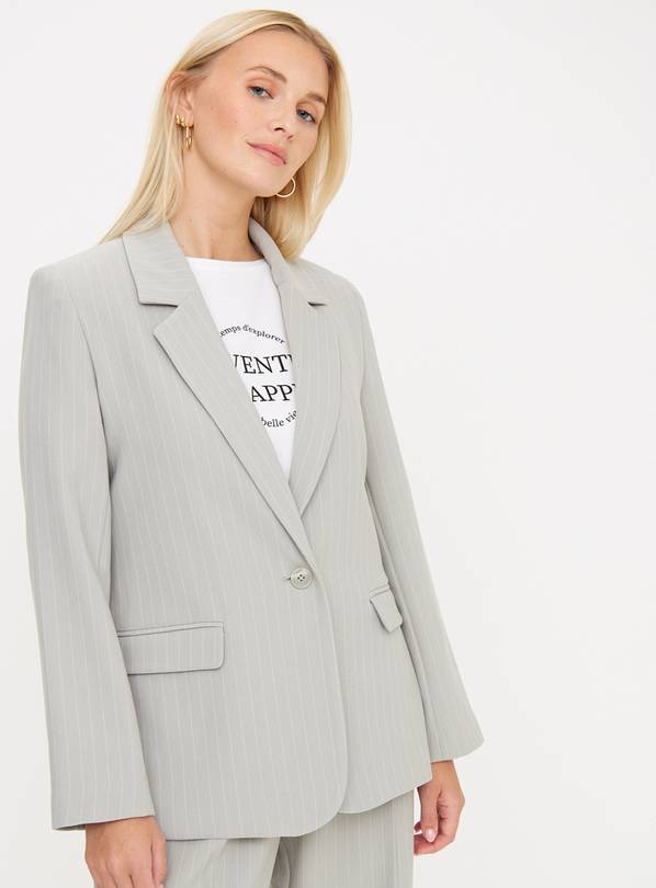 Grey Pinstripe Relaxed Fit Coord Blazer 24